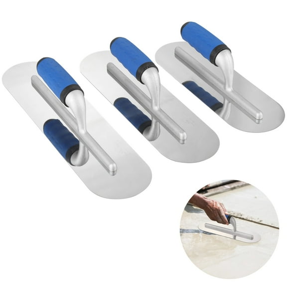 Stainless Steel Pool Trowel Set, 3 Pieces Ergonomic Blue Handle Mirror Finish Corrosion-Resistant, Ideal for Pool and Construction Use, Includes 15.4 In 13.8 In 11.8 In Trowels