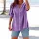 thumbnail image 2 of Camisa informal con botones para mujer para el día a día: top ligero de verano con diseño versátil, color liso y fácil cuidado., 2 of 4