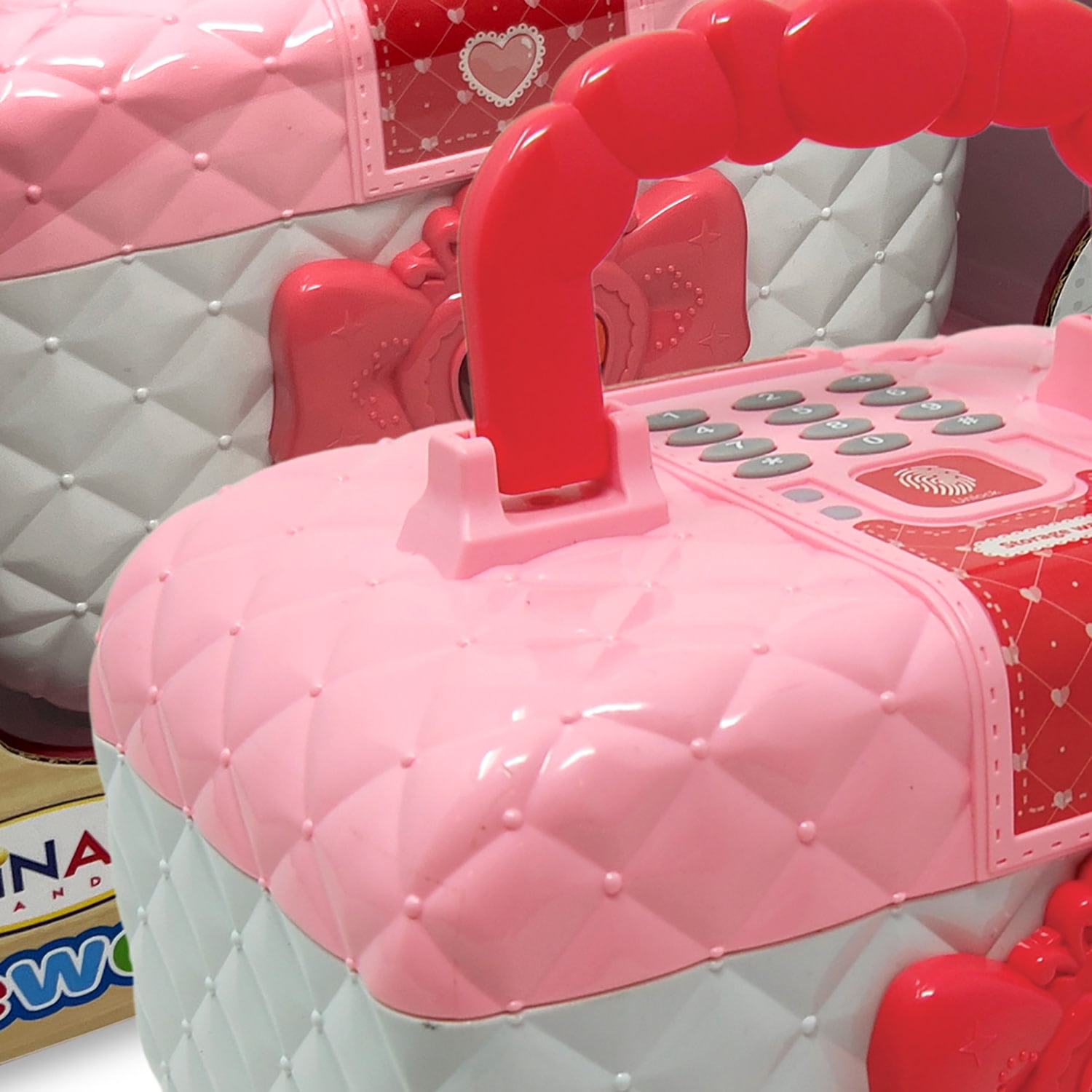 Playful Minds Jewelry Box Safe, Pink White Storage Safe, PIN