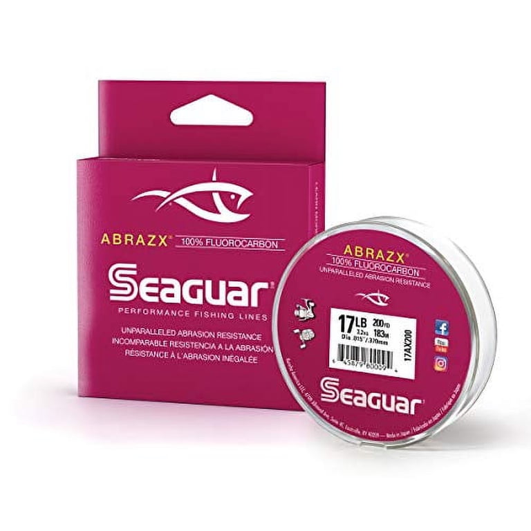 Seaguar AbrazX 100% Fluorocarbon Fishing Line - 15LB 200YD Clear Low-Vis Line, Abrasion Resistant, Japan Made