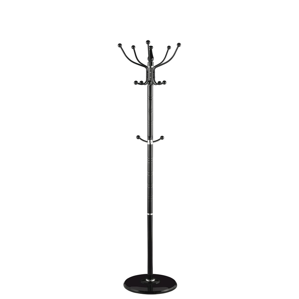 16 Hook Free Standing Coat Rack with Sandstone Base, Black Walmart