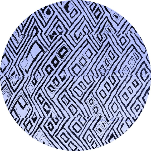 Ahgly Company Machine Washable Indoor Round Solid Blue Modern Area Rugs, 8' Round