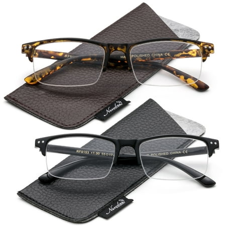 Newbee Fashion Half Frame Semi Rimless Clear Lens Glasses for Men & Women Stylish Design Light Weight