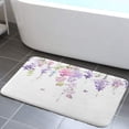 thumbnail image 2 of Floral Bath Mats for Bathroom, Watercolor Purple Flower Bath Mats, Spring Flannel Bath Mat for Bathroom Decor, 17 X 29 Inches, 2 of 4