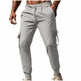 thumbnail image 2 of PNTUTB Fashion Men's Casual Solid Color Elastic Waist Drawstring Athletic Outdoor Work Pants with Multiple Pockets, 2 of 6