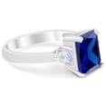 thumbnail image 2 of Three Stone Wedding Ring Simulated Blue Sapphire CZ 925 Sterling Silver Size 5, 2 of 5