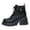 Black, variant on Womens Motorcycle Boots Platform Chunky Heel Antislip Lace up Zipper Ankle Booties Comfy Retro Leather Round Toe High Top Boots Black Size 6.5