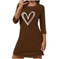 thumbnail image 3 of QNANSPI Womens Nightgowns, Casual Sleepwear for Women, Women's Plain Color Round Neck Three Quarter Sleeve with Pocket Knee Length Nightdress, 3 of 6