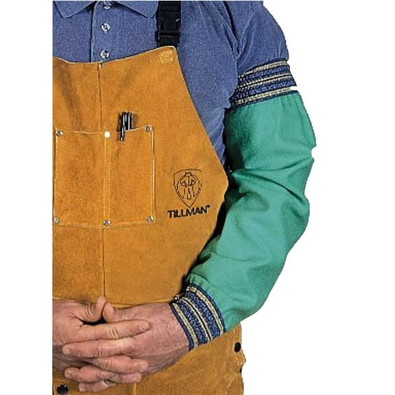 Tillman 6216 14" 9 oz. Green FR Cotton Welding Sleeves w/Elastic Wrist/Top