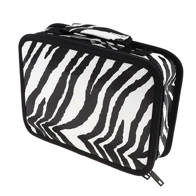 Caja de herramientas de Peluquería Sunnimix rayas de cebra Estuche de viaje de barbero 26.5 x 19.5 x 6.5cm