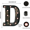 thumbnail image 3 of Pooqla Golden Black Led Marquee Letter – Industrial, Vintage Style Light Up Alphabet Letter Sign for Cafe Wedding Birthday Party Christmas Lamp Home Bar Initials Decor-Letter D, 3 of 3
