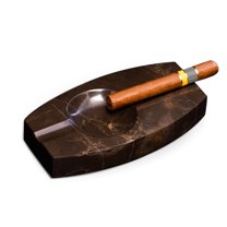Handcrafted genuine marble double cigar ashtray in amber emperador marble