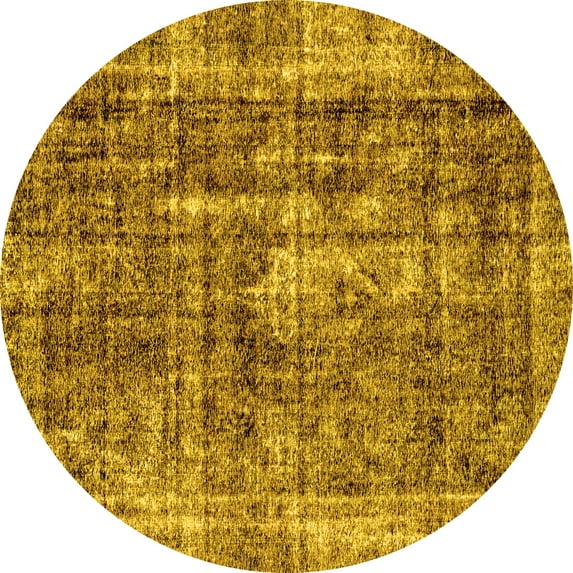 Ahgly Company Indoor Round Persian Yellow Bohemian Area Rugs, 7' Round