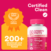 SmartyPants Womens Plus Multi & Omega-3 Gummies, Improved Formula, 50% Less Sugar, 120 Ct