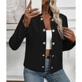 thumbnail image 3 of Women's Jacket Fall Fashion Open Front Blazer Lightweight Solid Color Long Sleeve Button Jacket Shirts for Business Trendy Casual Tops (Black), 3 of 6