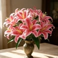 thumbnail image 5 of Artificial Lily Flowers 16" Long Stem Artificial Stargazer Lilies, Faux Tiger Bouquets Wedding Party Decor Bouquet Home Hotel Office Garden Craft Art Decor(Pink), 5 of 5