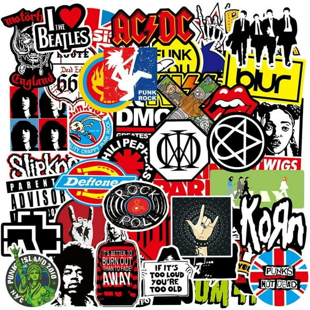 Rock Band Stickers 100pcs Classic Rock Music Stickers for Adults Waterproof  Guitar Stickers for Hydroflasks, Rock Roll Punk Vintage Stickers for Laptop  Skateboard Water Bottle Guitar Luggage Kids Gift 