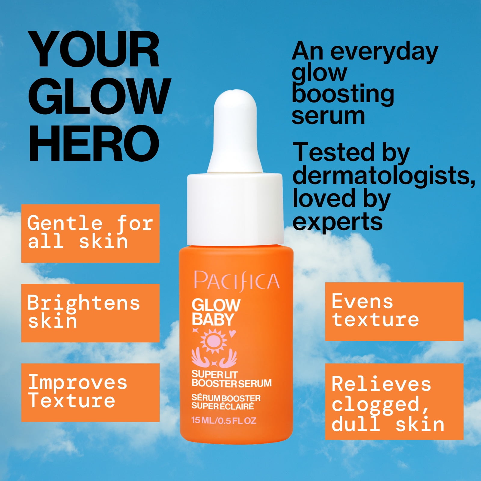 Pacifica Glow Baby Booster Facial Serum for All Skin Types, 0.5 fl oz