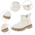 thumbnail image 6 of Ankle Boots for Girls Lace Pearl Bow Winter Warm Casual Leather Zipper Booties Round Toe Antislip Lug Sole Kids Short Boots 9 Toddler White, 6 of 6