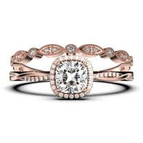 Twisted Infinity Band Dazzling Boho & hippie 1.75 Carat Round Diamond Moissanite Engagement Ring, Classic Wedding Ring in 925 Sterling Silver With 18k Rose Gold Plating, Bridal Rings