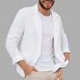thumbnail image 2 of Men Cotton Linen Tops Button Down Blazer Jackets Plus Size Coat Solid Long Sleeve Suit Jacket Spring Classic Overcoat Lapel Top with Pockets 2026 New Fashion Outfits Going Out Clothes, 2 of 7