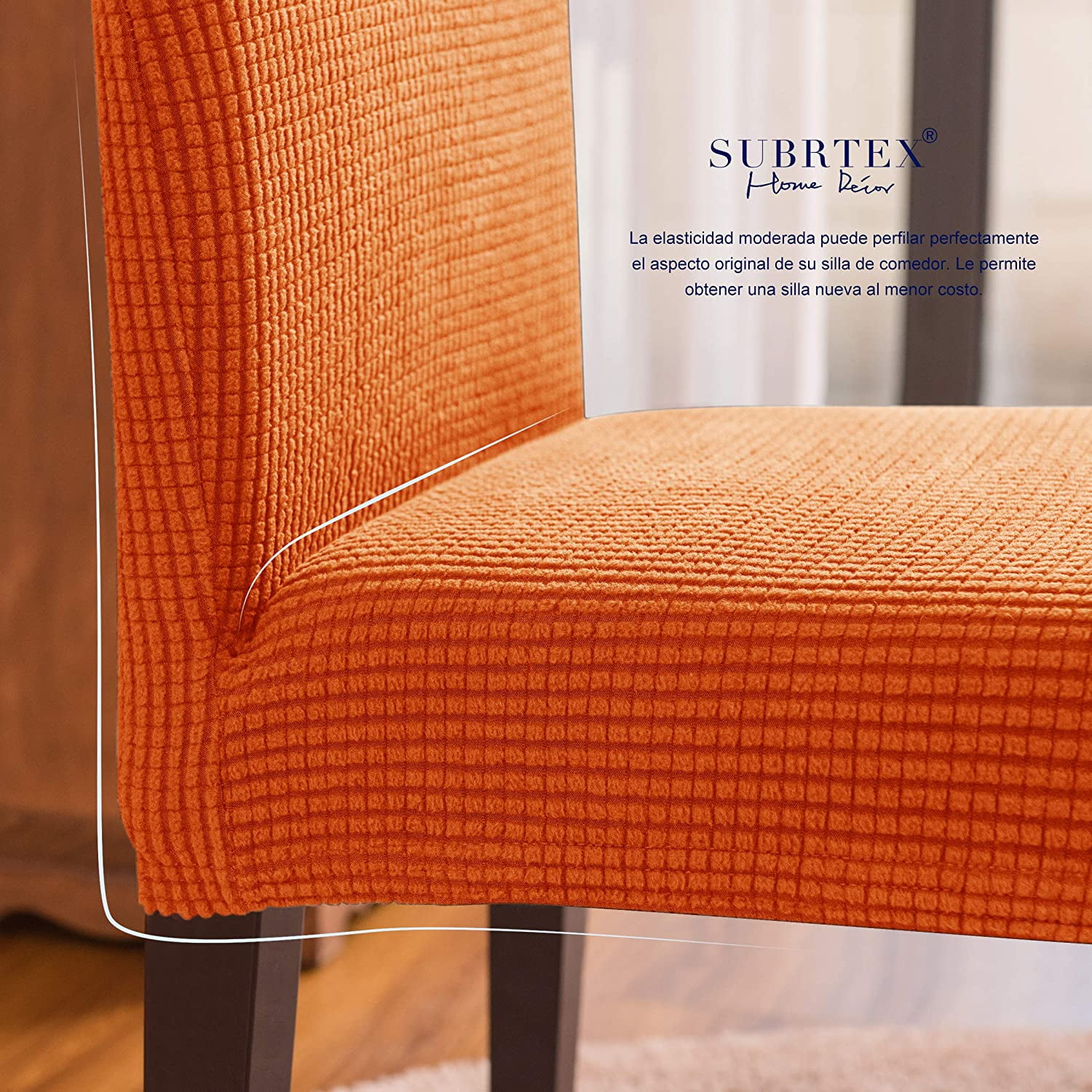 Subrtex Stretch Textured Grid Dining Chair Slipcover (Set of 2, Orange )