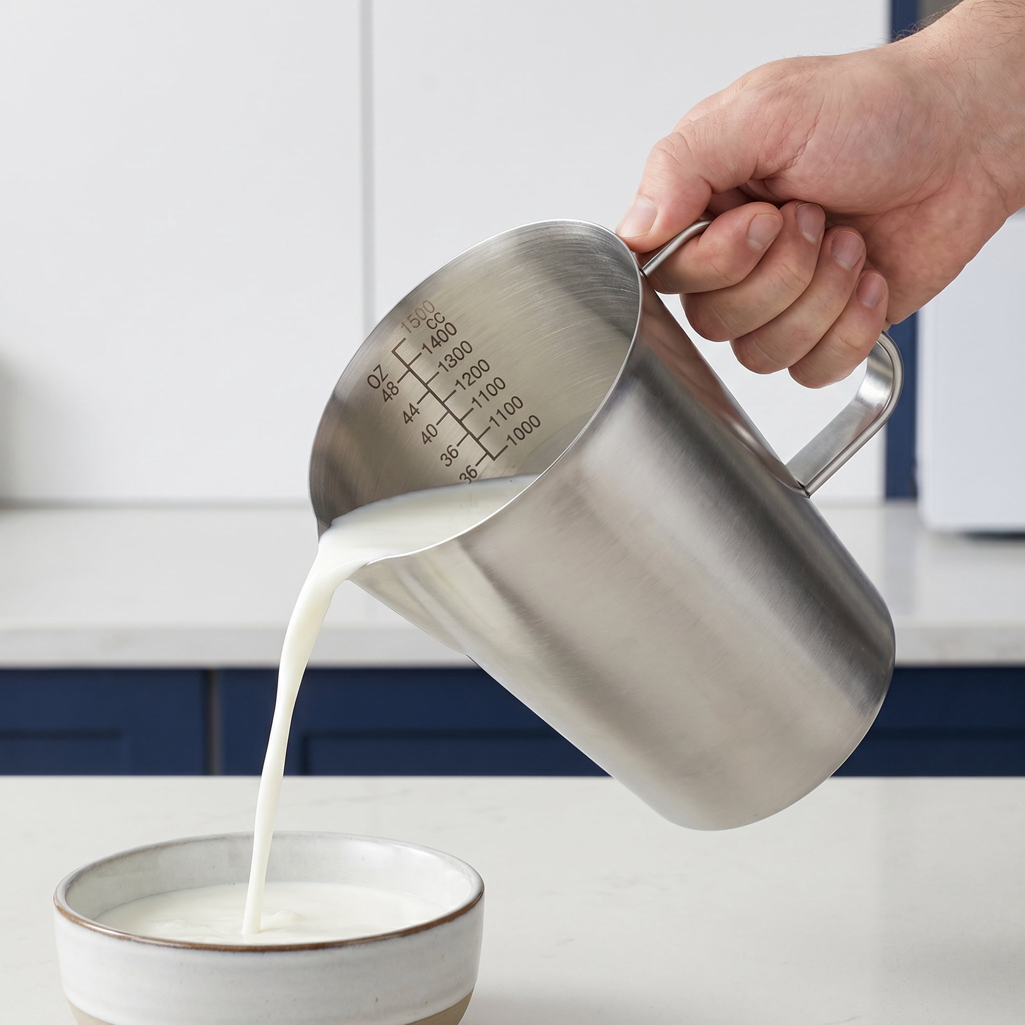Unique Bargains Stainless Steel Measuring Cup with Easy Read Lines Silver 1500ml