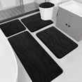 thumbnail image 2 of CHAKME 5 Piece Bathroom Rug Set Non Slip Ultra Absorbent Machine Washable Memory Foam Large 20"x46" & 32"x20" Long 24"x17" Small 18"x16" U Shape Contour 24"x20" Toilet Mat Ocean Ripple black, 2 of 8