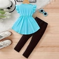 thumbnail image 5 of vigerkar Toddler Kid Girl Clothes Ruffle Sleeve High Low Top and Pants Fall Spring Outfit Set (Sky Blue, 3-4 Years), 5 of 6