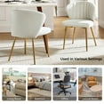 thumbnail image 6 of Wingback Dining Chair Small Velvet White Makeup Vanity Chair Metal Legs Home Bedroom, 6 of 8