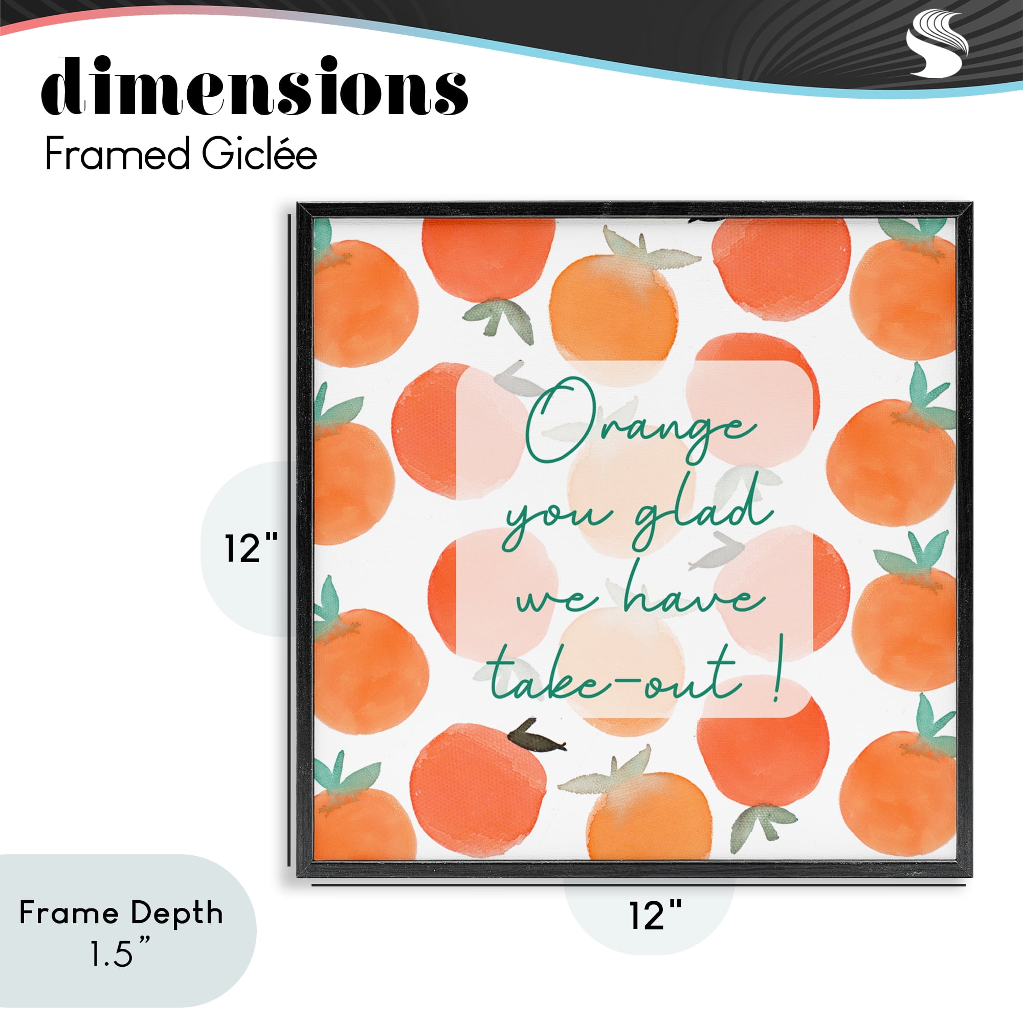 Stupell Industries Orange You Glad Black Framed Giclee Art, design by Emily Navas