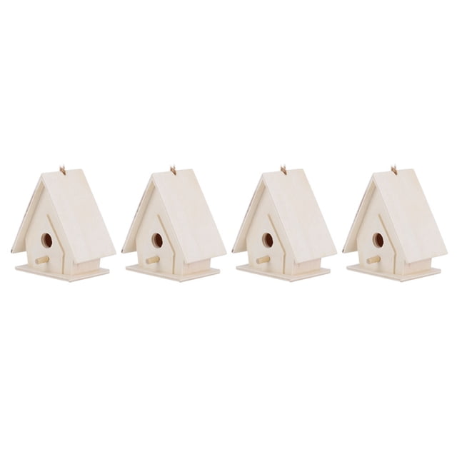 Casa para pájaros al aire libre, 4 piezas, mini casa para pájaros de madera colgante, casa para pájaros diseñada a medida