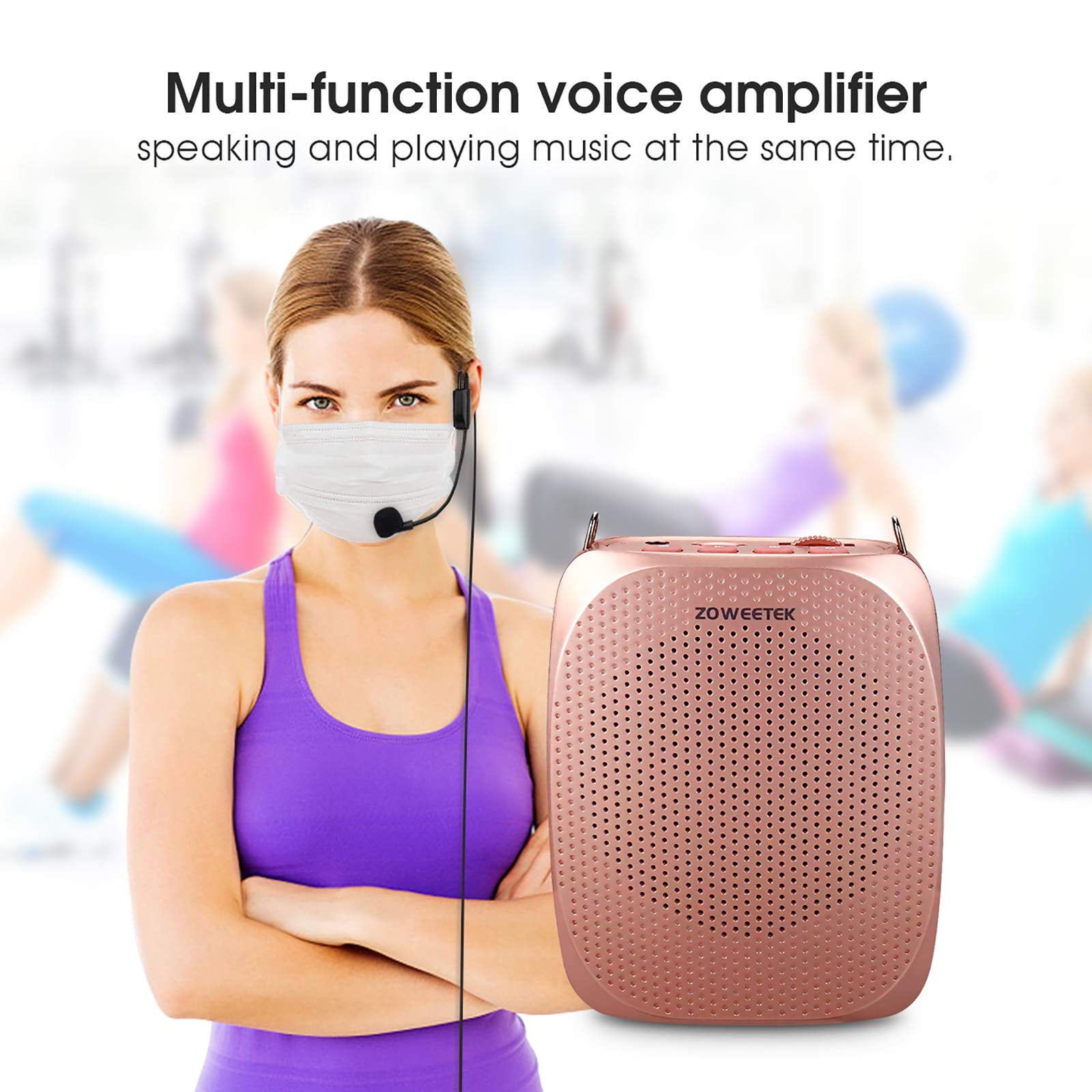 Zoweetek Voice Amplifier Portable Personal Mini with Wired Microphone for Teachers Meeting Yoga Fitness and Classroom