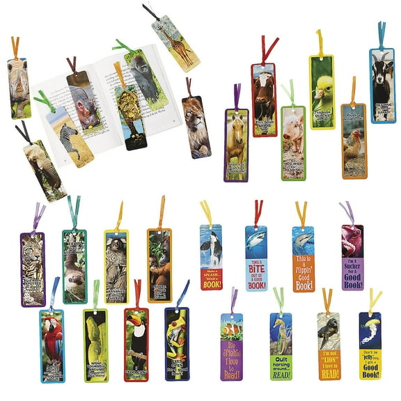 Fun Express Bulk 192 Pieces Realistic Animal Bookmark Kit Assortment