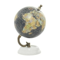 DecMode 5" Black World Map Globe with Marble Base