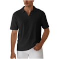 thumbnail image 2 of BXINGOHAI Men's Knit Shirt Short Sleeve Crew Neck Casual Summer Fit Hollow Out Solid Color Knitted Shirts Black,XL, 2 of 7