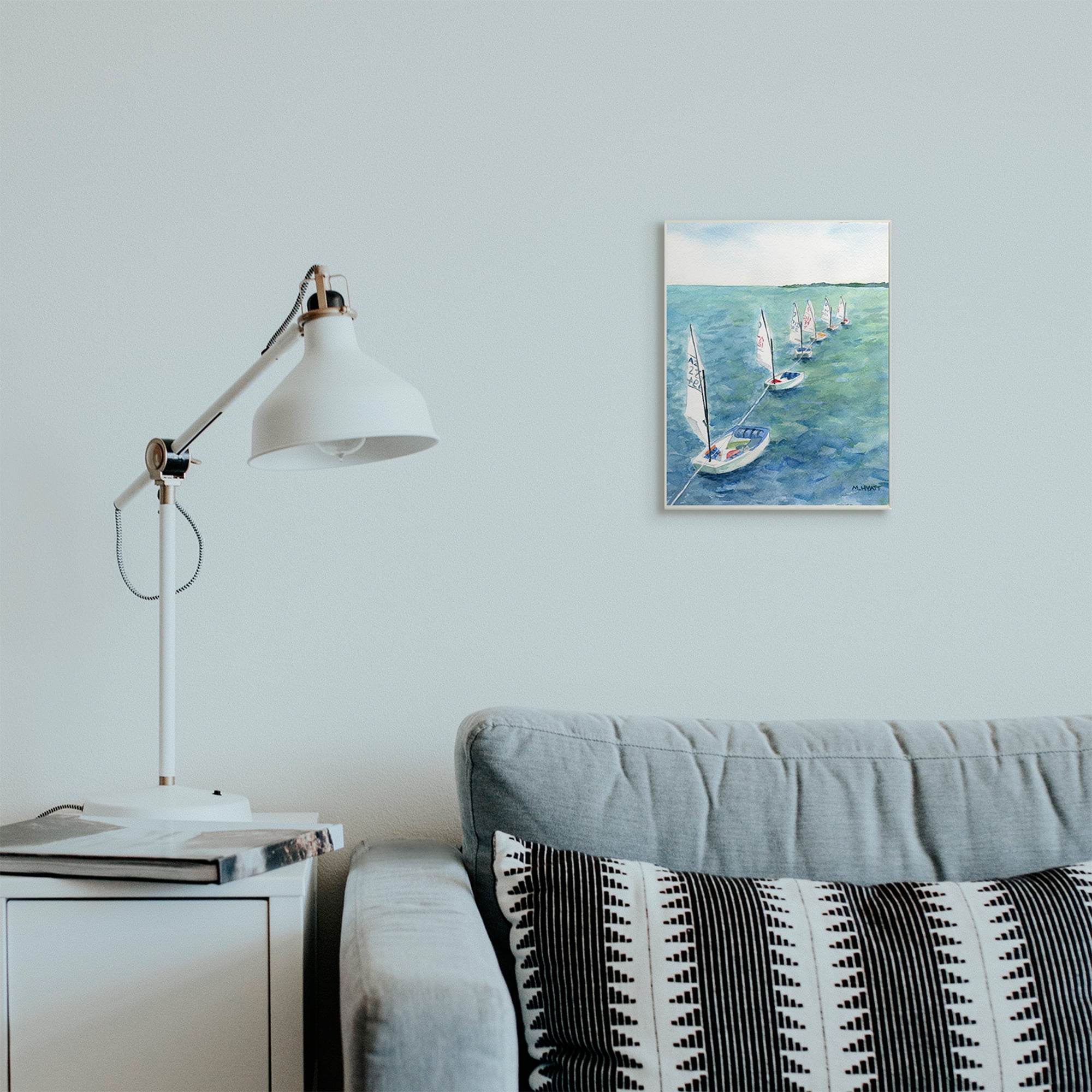 Stupell Industries Sail Boats Floating in a Row Coastal Landscape Wall Plaque, 10 x 15, Design by Melissa Hyatt LLC