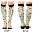 thumbnail image 4 of FORMRS Womens Knee High Socks Casual Long Thick Travel Daily Wear, 1 Pair, Beige Floral, 4 of 6