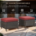 thumbnail image 6 of Gymojoy Outdoor PE Wicker Ottoman Set of 2 Patio Rattan Footrest Seat with Soft Red Cushion, 6 of 7