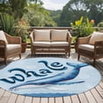 thumbnail image 4 of Navy Blue Whale Round Area Rug 5Ft Washable Circle Rugs for Living Room Bedroom, Summer Coastal Bubbles Ocean Waves Non-Slip Carpet Floor Mats Indoor Outdoor Carpet Runner Aesthetic Home Decor, 4 of 8