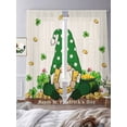 thumbnail image 3 of St. Patrick's Day Sheer Curtains 84 Inch Length 2 Panels Set Window Treatments, Shamrocks Gnomes Coin Beige Leaves Rod Pocket Semi Curtains for Living Room/Bedroom/Kitchen Décor, 104"W x 84"L, 3 of 7