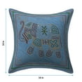 thumbnail image 3 of Stylo Culture Indian Chair Seat Throw Pillow Covers 16x16 Zari Embroidered Blue Traditional 40 x 40 cm Home Decor Cotton Elephant Square Cushion Covers | Set Of 2, 3 of 4