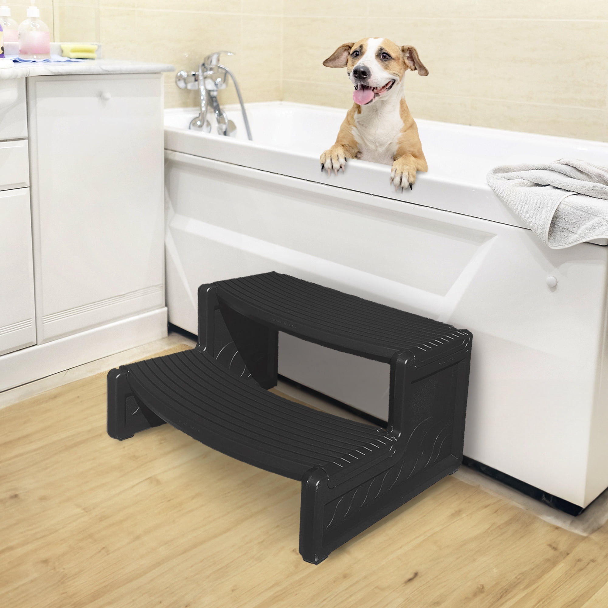 Confer Plastics Handi-Step Hot Tub Stairs for Straight & Curved Spas, Black