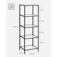 thumbnail image 3 of VASAGLE Estantería de Cristal de 5 Niveles, Librería, Expositor, Cristal Templado, Baño, Salón, Dormitorio, Oficina, Negro, 3 of 5