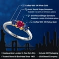 thumbnail image 2 of Gem Stone King 10K Two Tone Gold Red Created Ruby and Blue Created Sapphire Engagement Ring for Women | 1.10 Cttw | Round 5MM | Gemstone July Birthstone | Size 8, 2 of 6