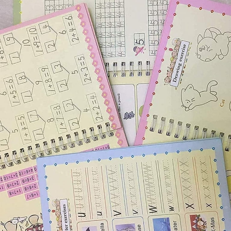 4 Pack Grooved Handwriting Books for Kids Magic Practice Copybook Cursive  Writing Combination Groove Calligraphy Copybook for Kindergarten Preschool
