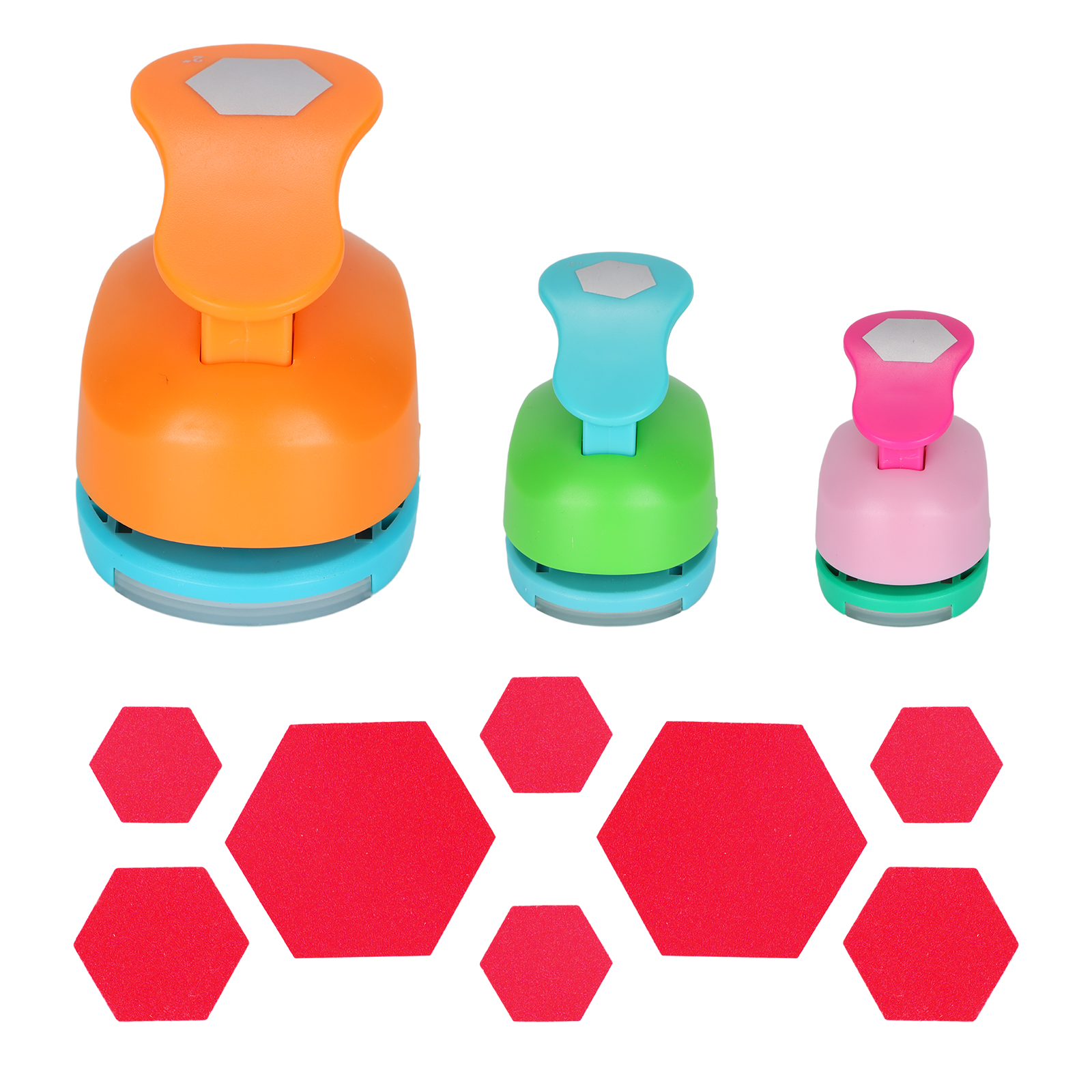 3 Pieces 2 Inch 1 Inch 5/8 Inch Hexagon Paper Puncher Set Scrapbook
