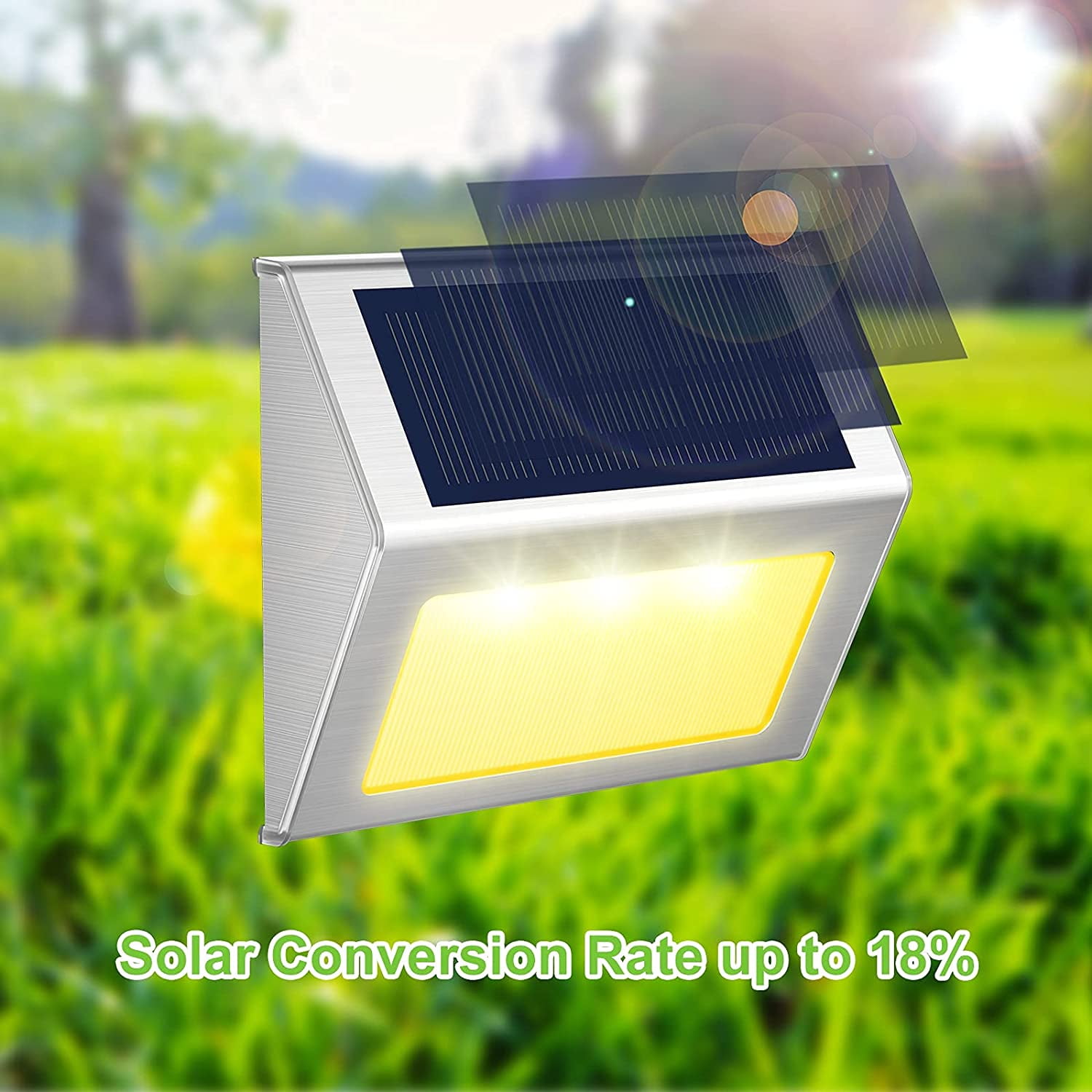 3pcs Solar Powered Wall Fence Doors Stair Step Lights Outdoor Lighting 30LM LED 