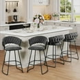 thumbnail image 6 of Yongchuang Bar Stools Set of 2, 26 inch Modern Barstools with Woven Back, Velvet Counter Height Bar Stools for Kitchen Island, Cafe, Pub, Grey, 6 of 16
