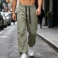 thumbnail image 2 of Turilly Sweatpants Plus Size Men's Relaxed Fit Cargo Pants Front Patch Pockets Drawstring Elastic Waist Casual Trousers, 2 of 9